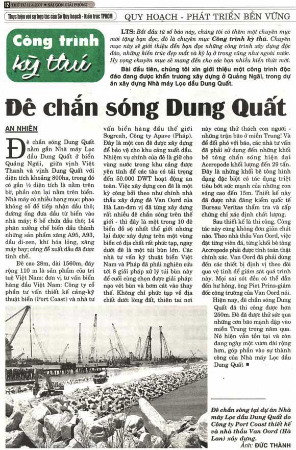 Công trình kỳ thú: Đê chắn sóng Dung Quất