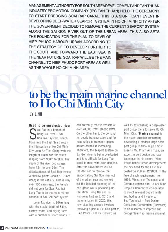 Soai Rap to be the main marine channel to Ho Chi Minh City