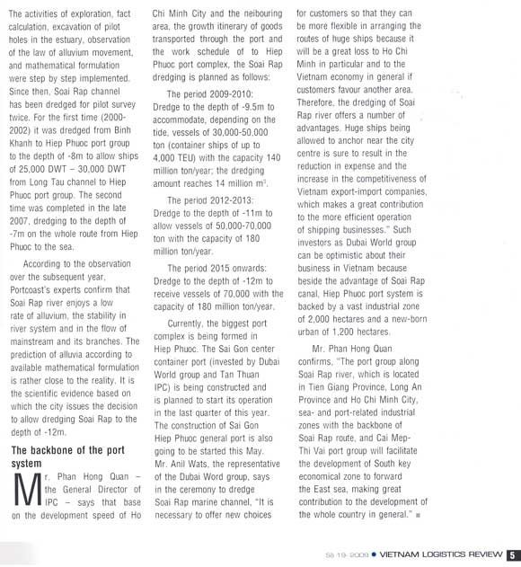 Soai Rap to be the main marine channel to Ho Chi Minh City